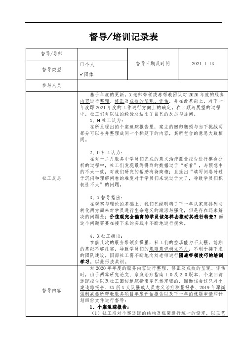 2021.1.13 行政会议 专业督导 记录表