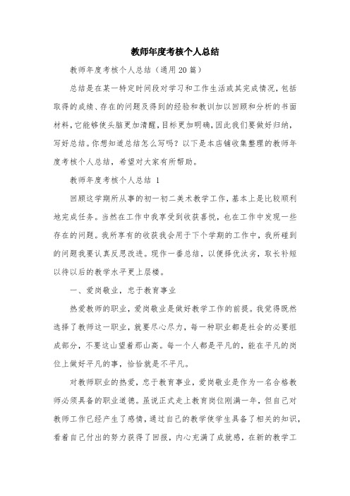 教师年度考核个人总结