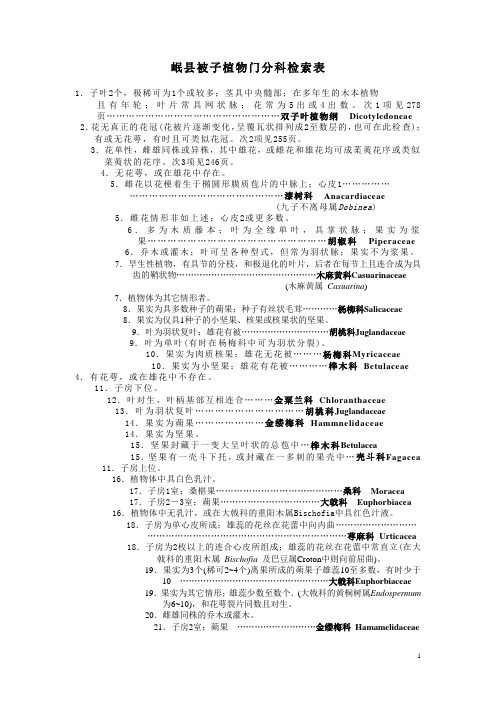 被子植物门分科检索表