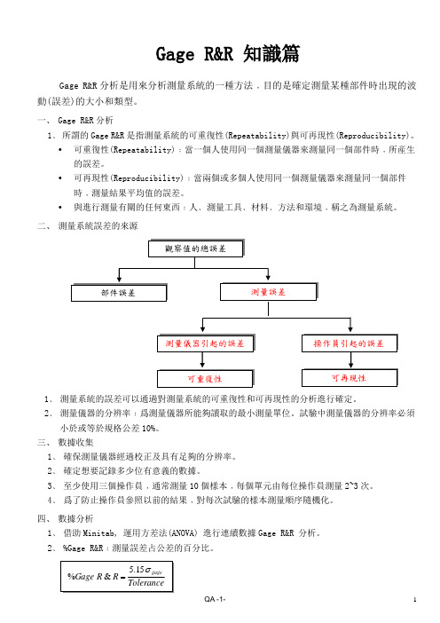 Gage R&R知识篇