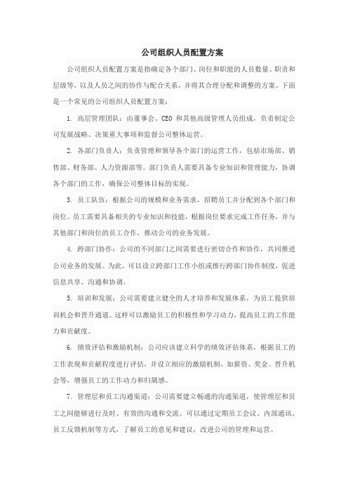 公司组织人员配置方案