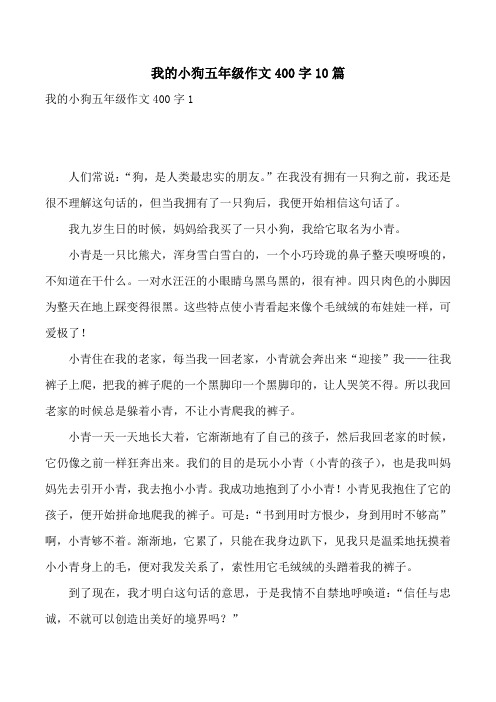 我的小狗五年级作文400字10篇