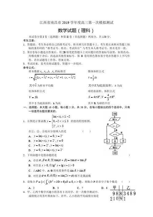 江西省南昌市2019学年度高三第一次模拟测试(数学理)