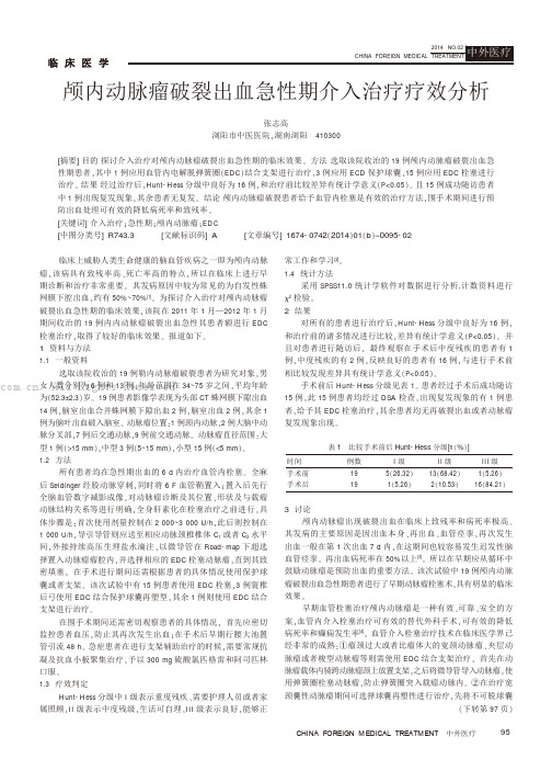 颅内动脉瘤破裂出血急性期介入治疗疗效分析