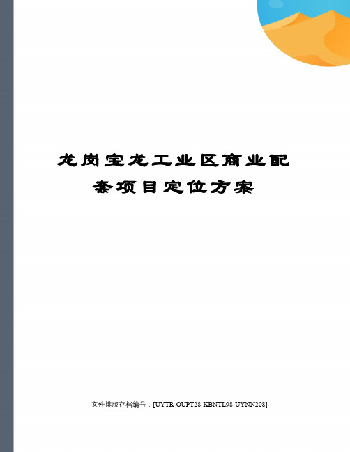 龙岗宝龙工业区商业配套项目定位方案