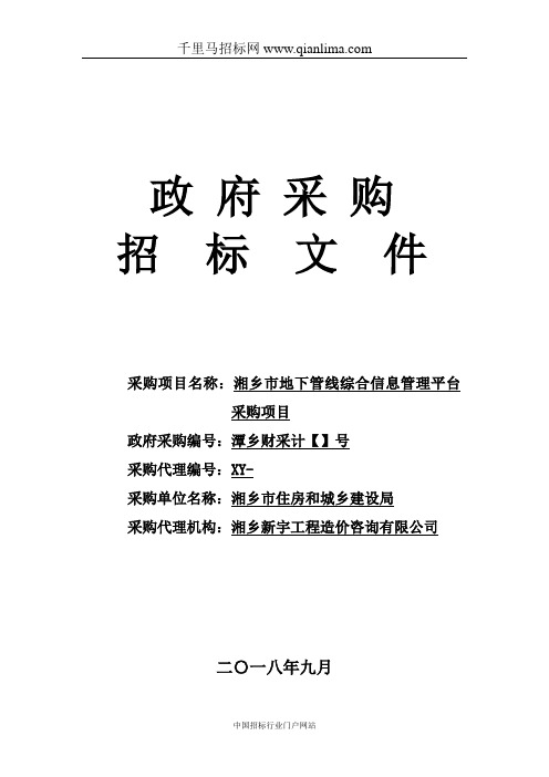 地下管线综合信息管理平台采购项目采购招投标书范本