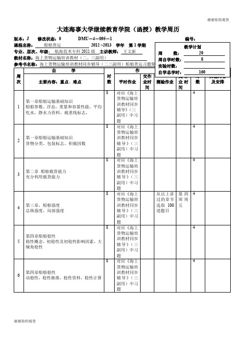 大连海事大学继续教育学院(函授)教学周历 .doc