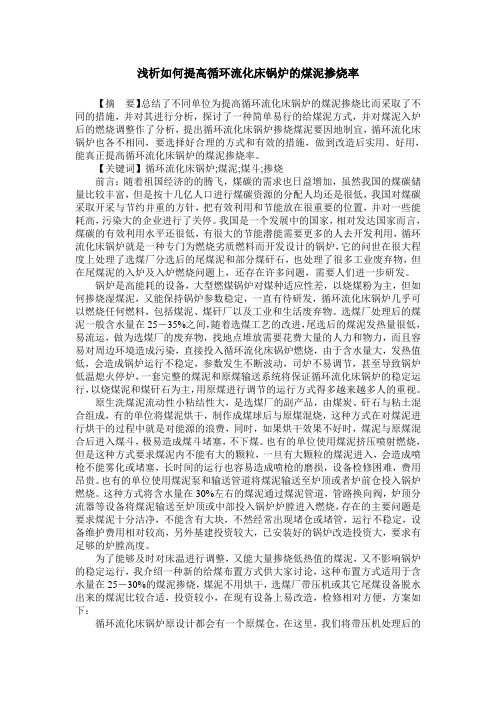 浅析如何提高循环流化床锅炉的煤泥掺烧率
