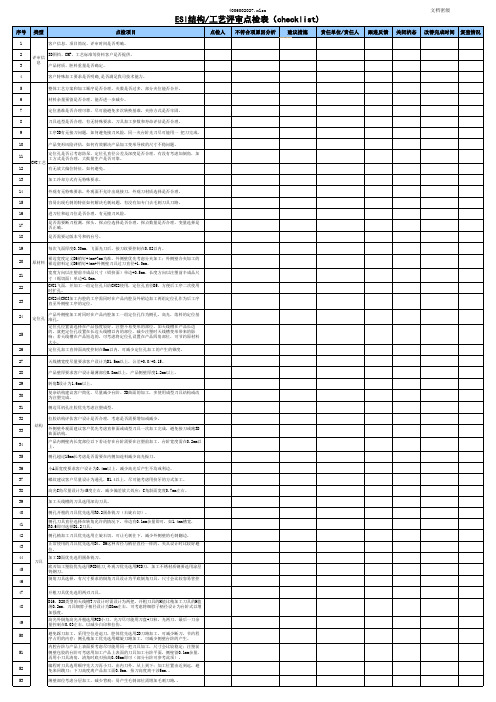 ESI结构工艺评审点检表(checklist)[空白模板]