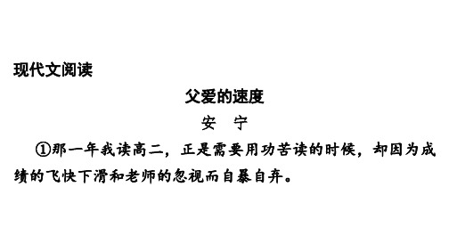 初一课外现代文阅读《父爱的速度》答案解析