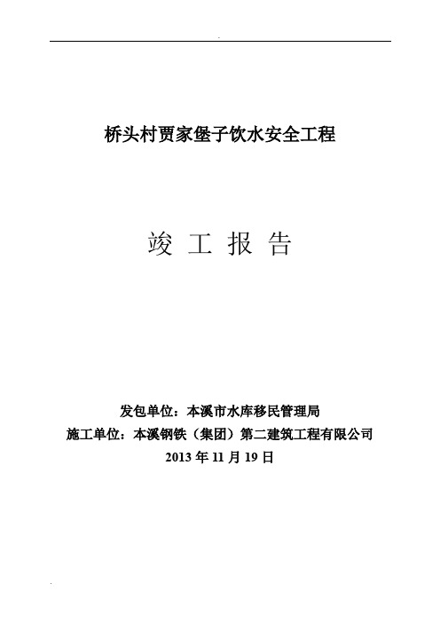 桥头村贾家堡子饮水安全工程竣工资料