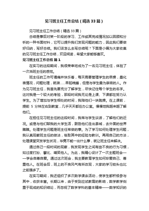 见习班主任工作总结（精选33篇）