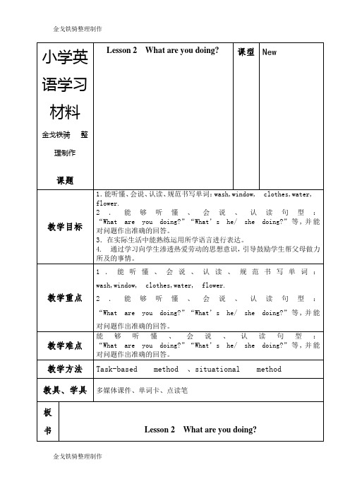 鲁科版英语4下U2L2新授教案.DOC