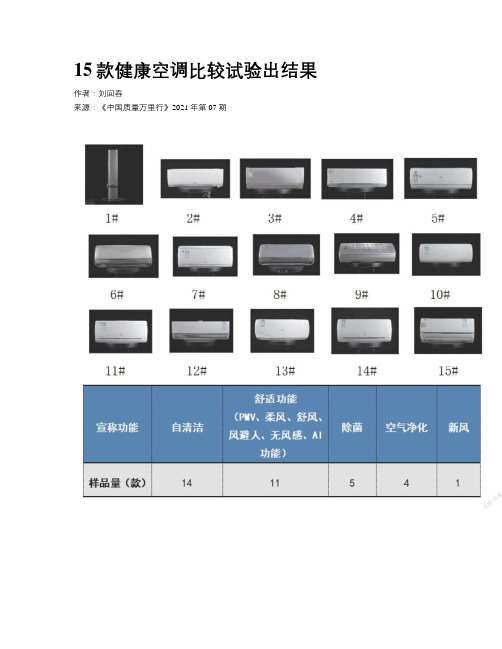 15款健康空调比较试验出结果 