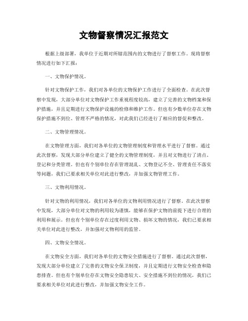 文物督察情况汇报范文