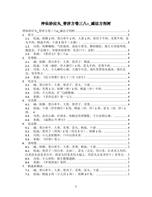 神仙妙应丸_普济方卷三八○_减法方剂树