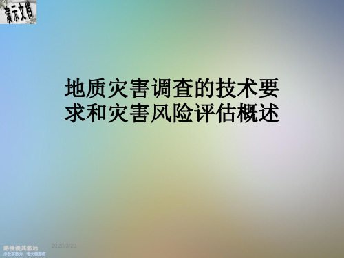 地质灾害调查的技术要求和灾害风险评估概述