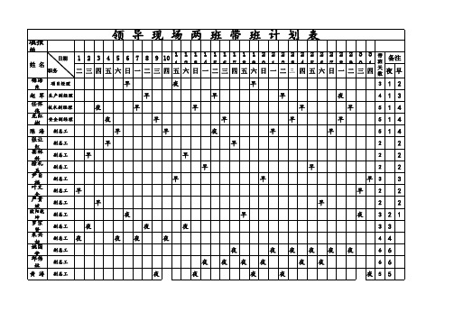 2019年10月领导带班计划表