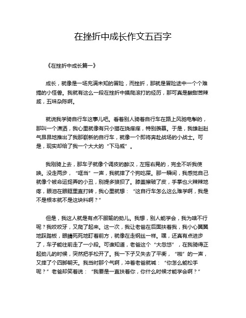 在挫折中成长作文五百字