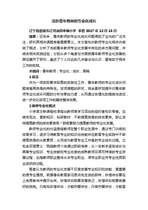 浅析青年教师的专业化成长