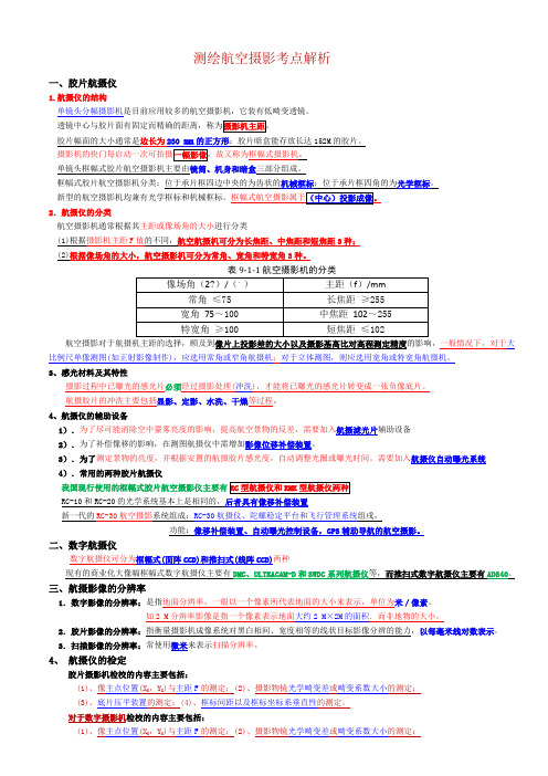 测绘航空摄影考点解析