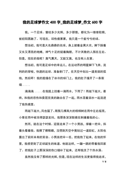 我的足球梦作文400字_我的足球梦_作文600字