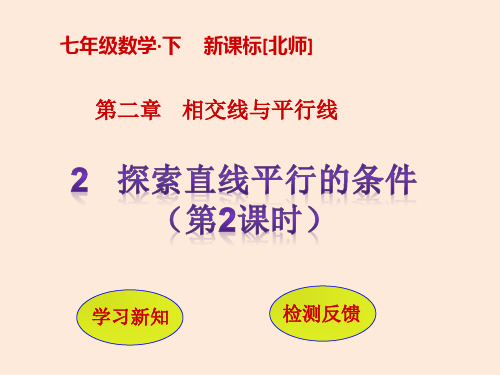 七年级数学通用版下册课件：2.2  探索直线平行的条件(第2课时)