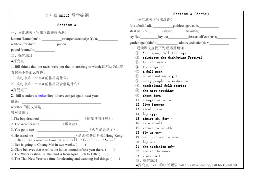 人教九年级英语unit2提纲SA