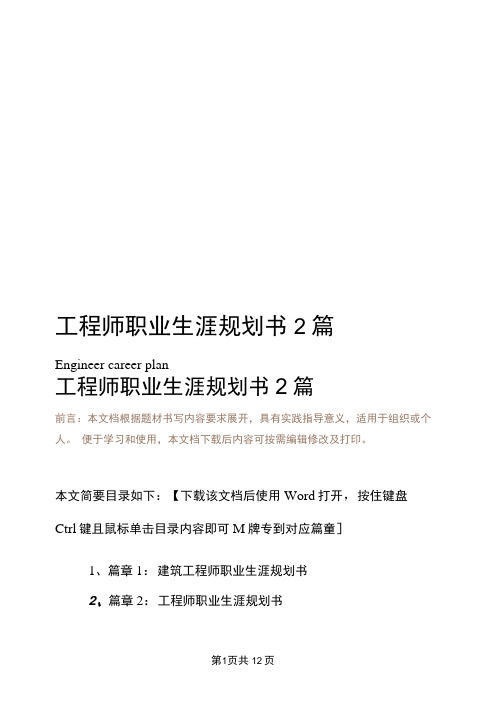 工程师职业生涯规划书2篇