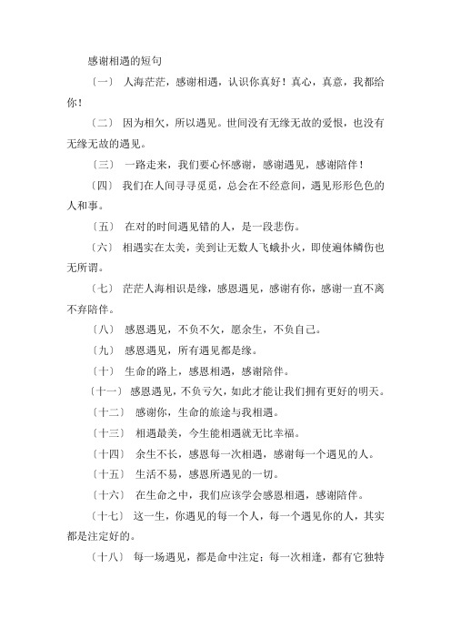 关于感谢相遇的短句10个字 感谢相遇感谢陪伴句子