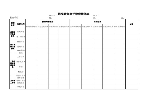 进度计划执行检查量化表