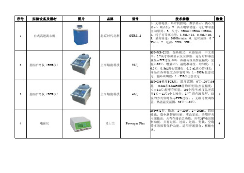 生物实验室设备清单