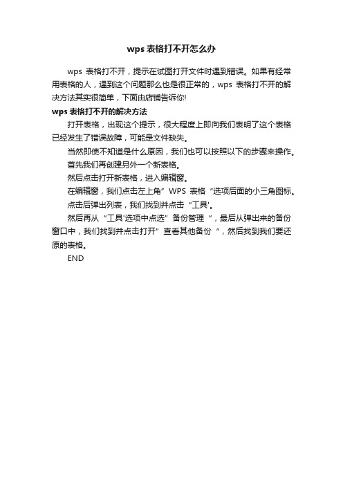 wps表格打不开怎么办