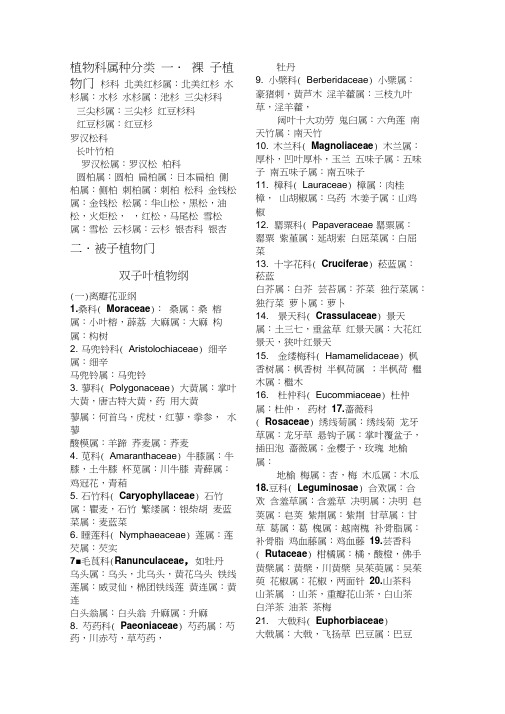 植物科属分类汇总