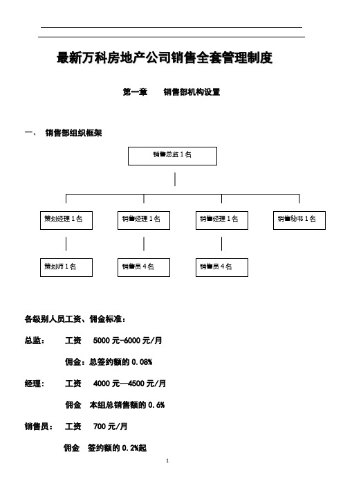 最新万科房地产公司销售部全套管理制度