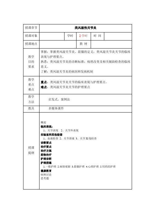 类风湿性关节炎教案