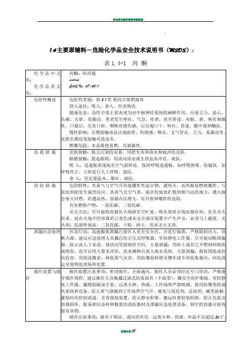 安全技术说明书(MSDS)