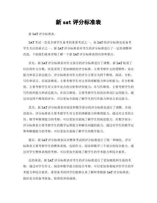 新sat评分标准表