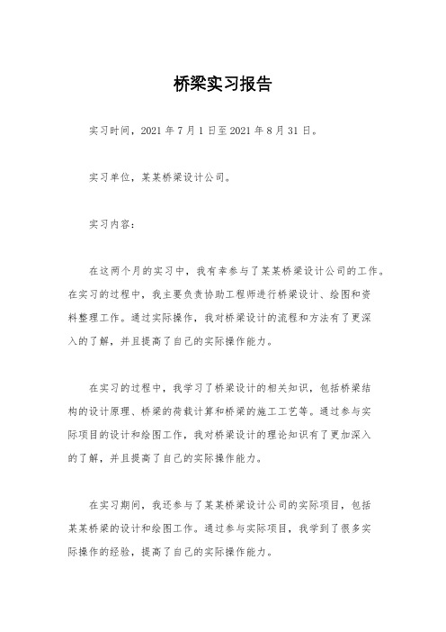 桥梁实习报告