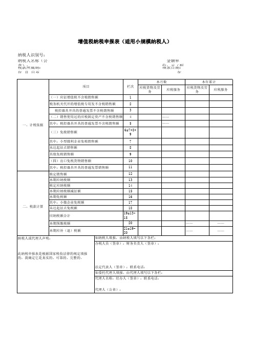 增值税纳税申报表(适用小规模纳税人)1