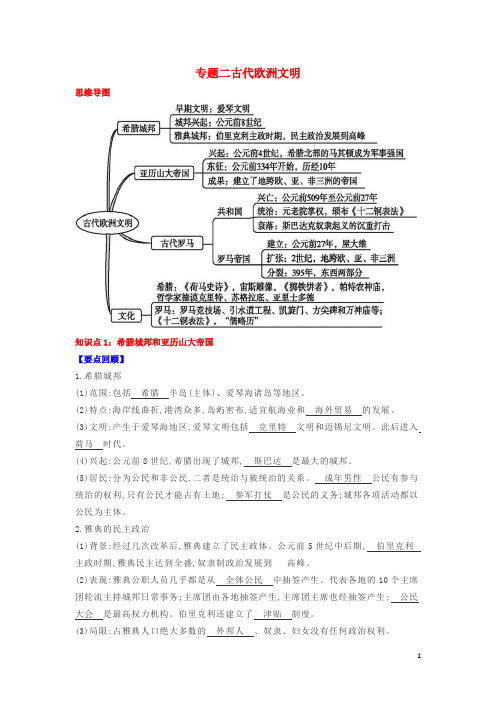 九年级历史专题二古代欧洲文明第二单元古代欧洲文明第456课试题含解析新人教版