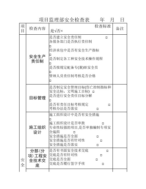 项目安全检查表