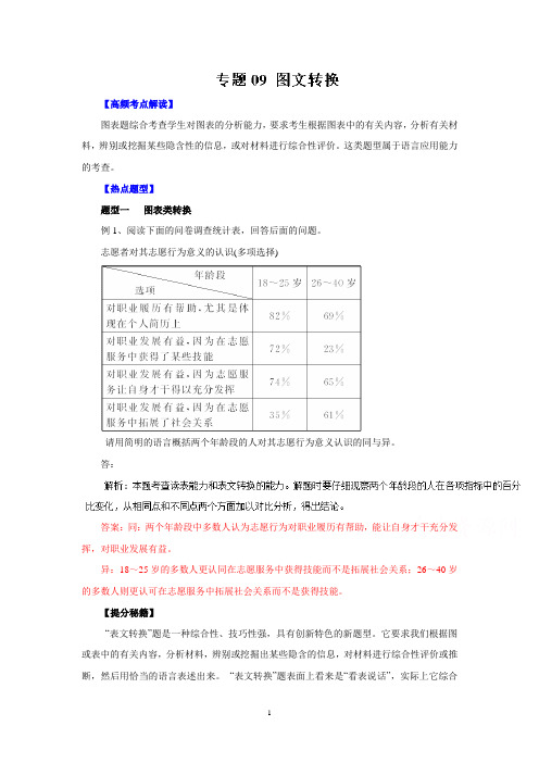 2016年高考语文热点题型和提分秘籍 专题09 图文转换(解析版)