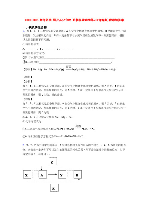 2020-2021高考化学 镁及其化合物 培优易错试卷练习(含答案)附详细答案