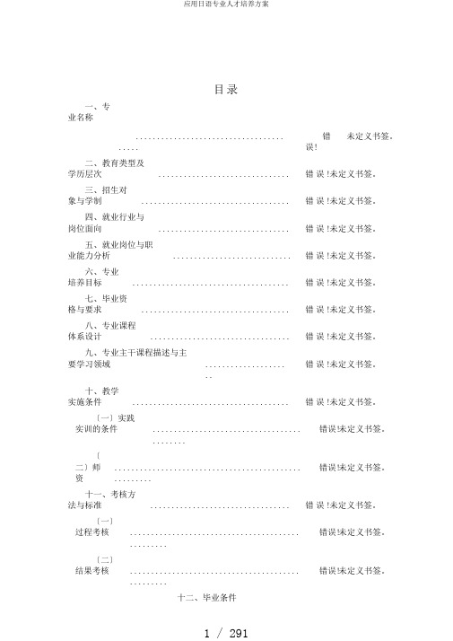 应用日语专业人才培养方案