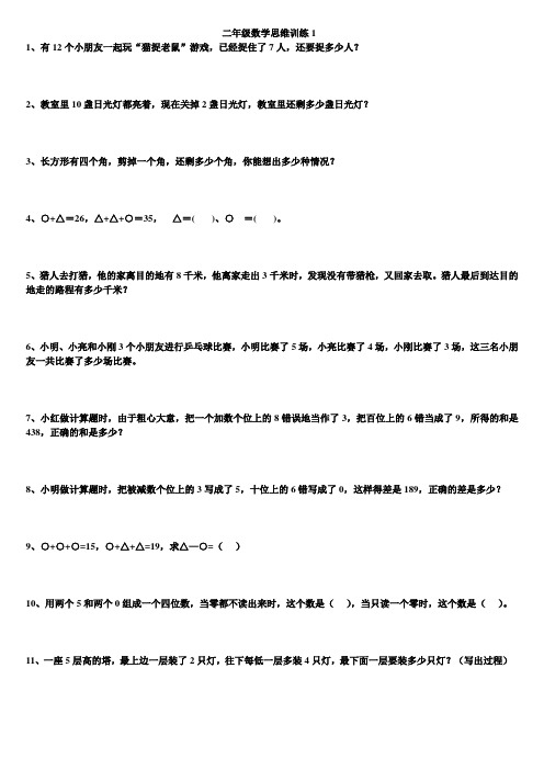 二年级数学思维训练1