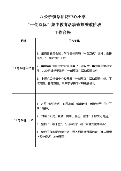 一创双优工作台账