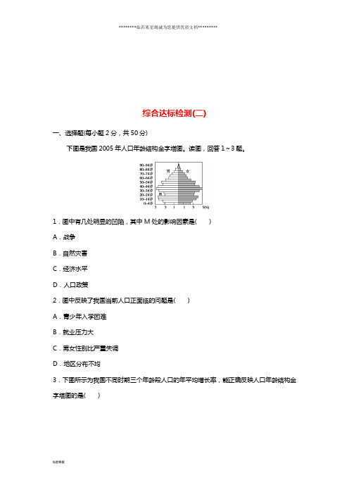 高中地理综合达标检测(二)鲁教版必修2