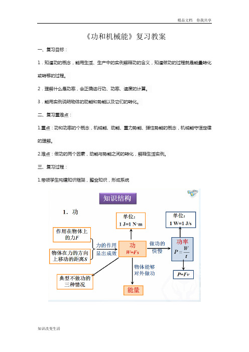 《功和机械能》复习教案