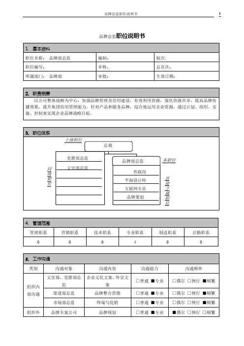 品牌总监职位说明书